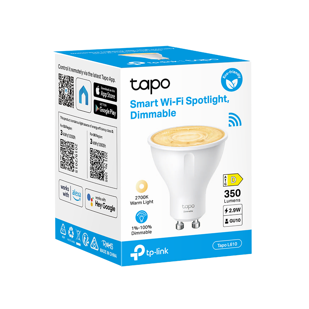 Tp-Link BEC LED wireless, 350lm, 2.9W, fasung GU10, lumina calda 2700K, control prin, Tapo L610 - imagine 5