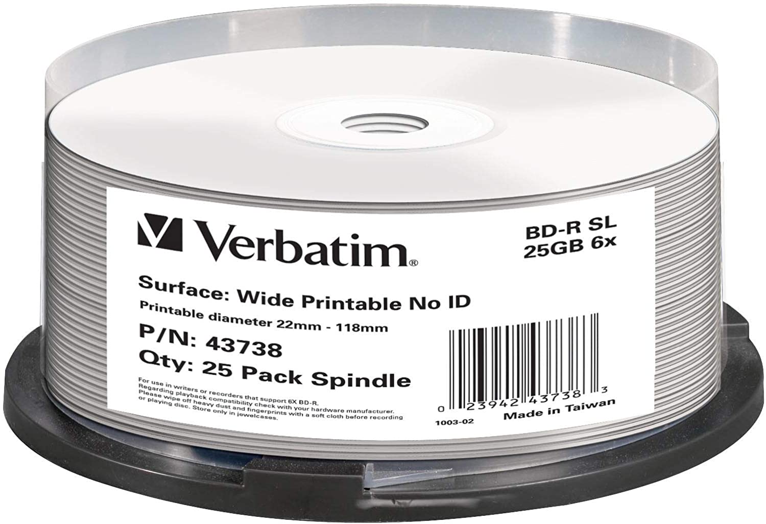 Verbatim BD-R 25GB, Viteza 6X, 25PK SPINDLE, 43738