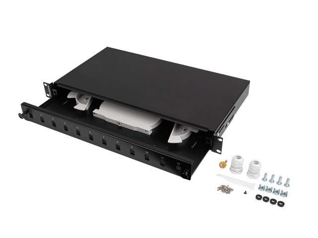 Lanberg Patch panel fibra rack 19" 1U 12x SC, FOP1-12SS-LDB