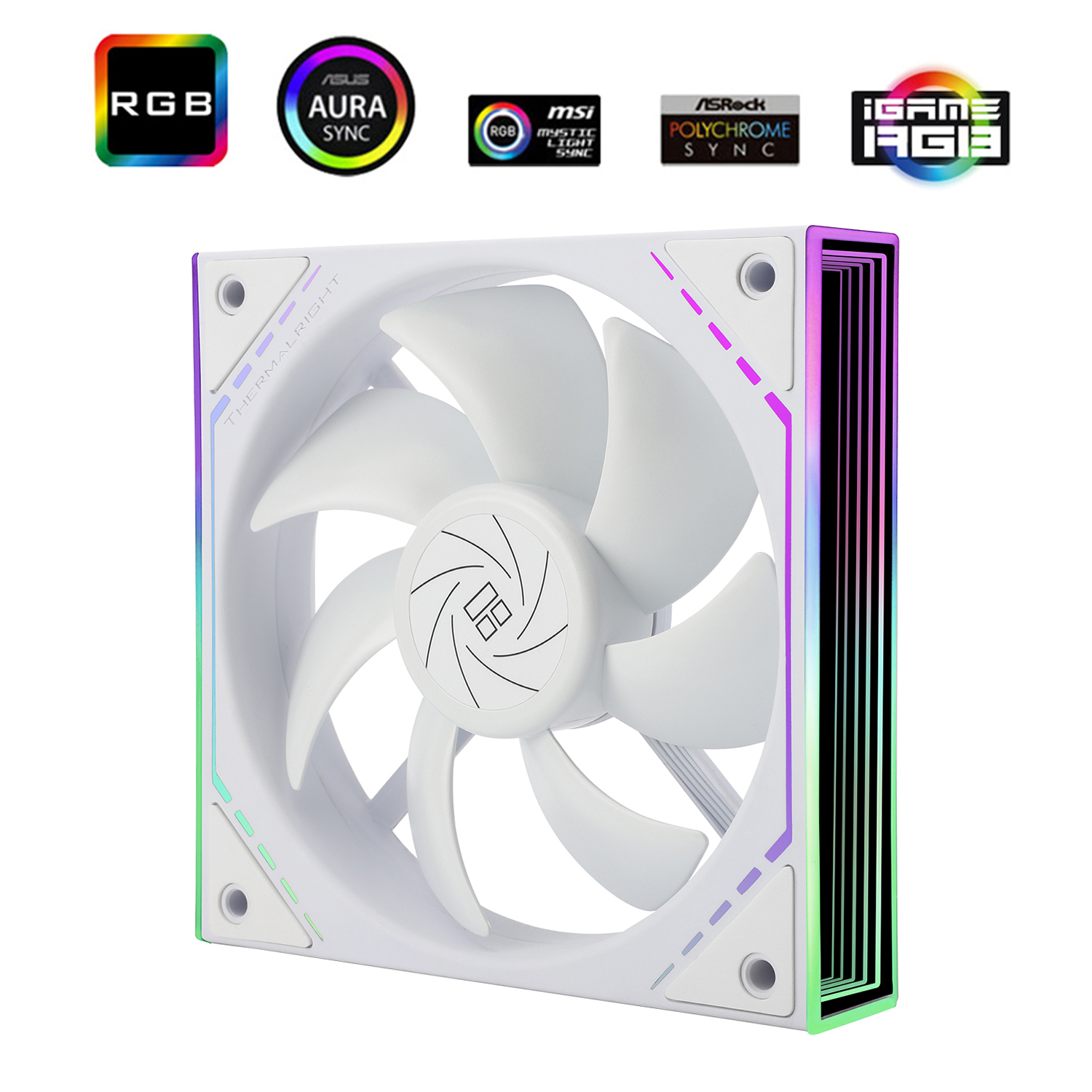 Thermalright VENTILATOR, 120mm, 1500 RPM, S-FDB Bearing, 47.6 CFM, LED ARGB, 4pin PWM, alb, TL-M12W