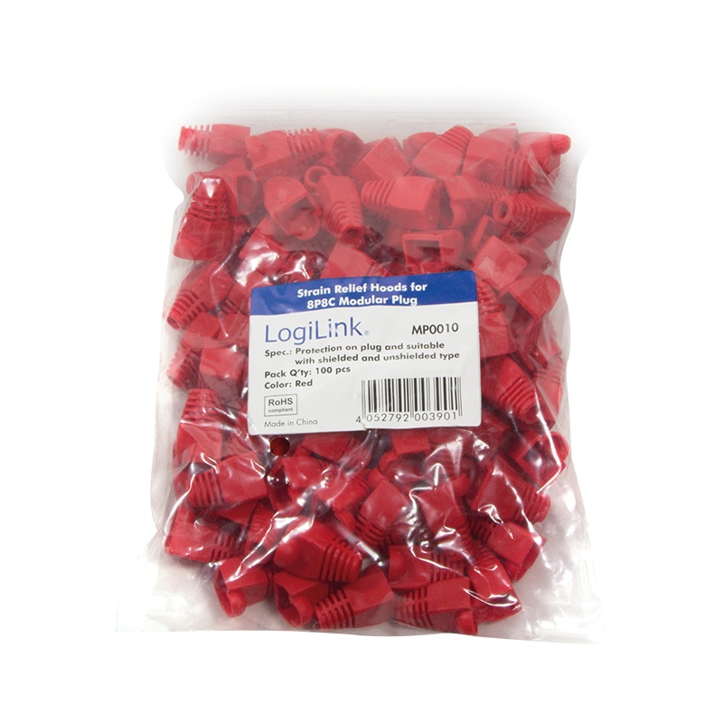 Logilink MANSON mufe RJ-45 pt. cablu UTP, FTP, SFTP, RJ-45 (T), plastic, 100 buc, rosu, MP0010