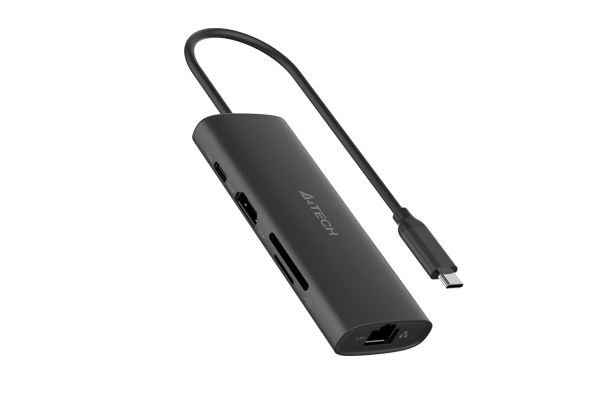 A4Tech DOCKING Station universal, 8-in-1, conectare PC USB Type C,USB-Cx2, USB-A 3.0x1, DST-80C-GR