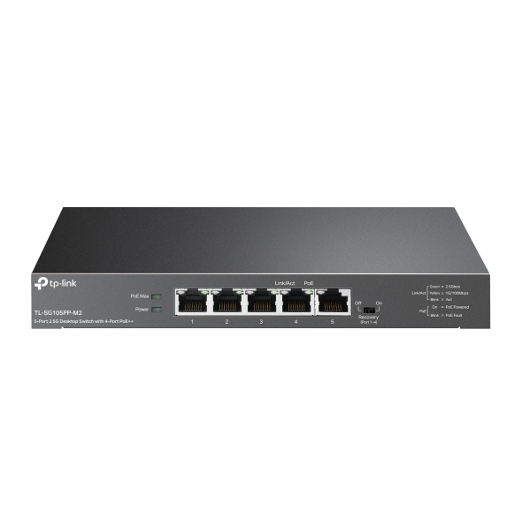 Tp-Link Switch, 5-Port 2.5G Desktop Switch with 4-Port PoE++, IEEE 802.3af/at/bt, TL-SG105PP-M2