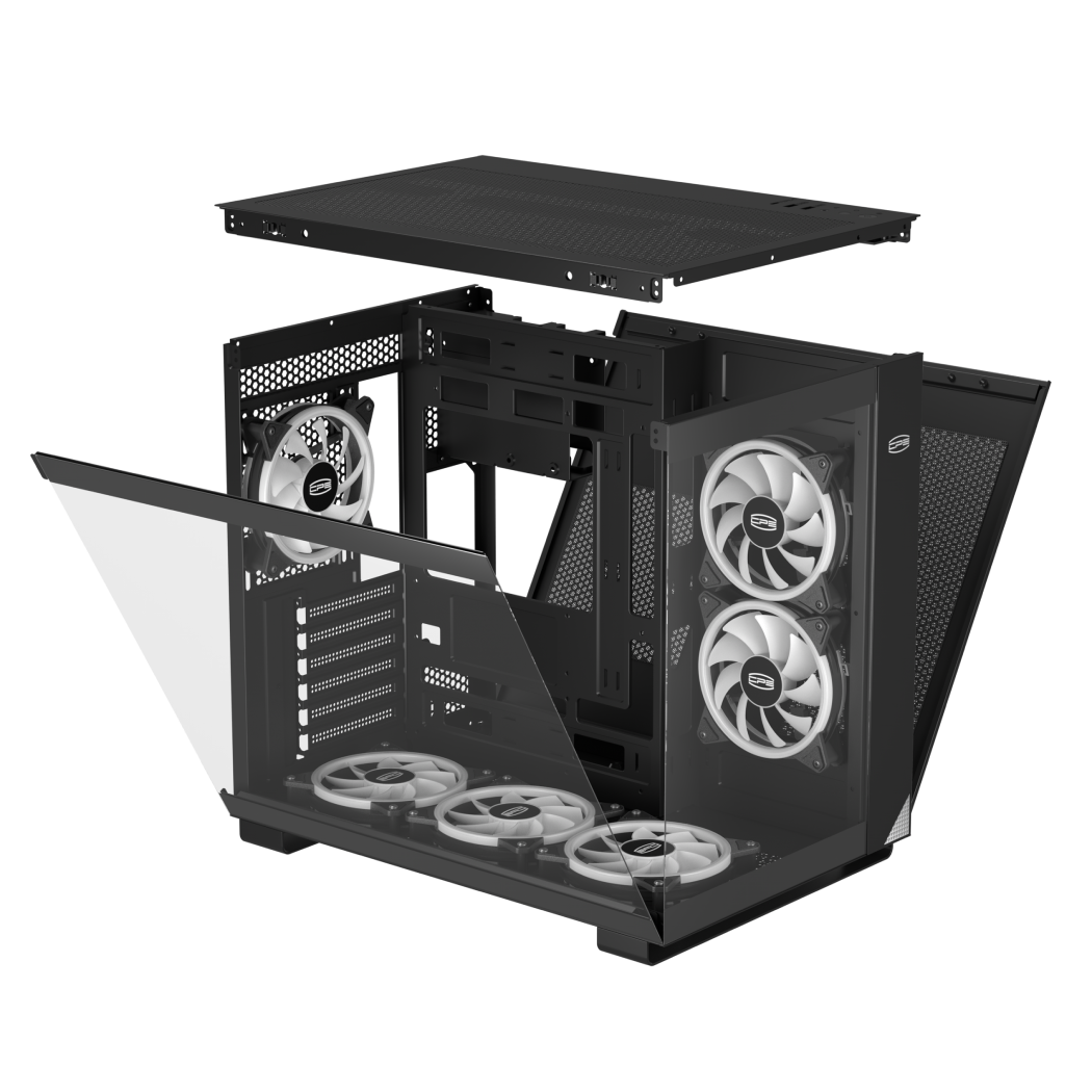 PCCOOLER CARCASA, Middle Tower, ATX, fara sursa, sticla securizata, 6 ventilatoare, C3 T500 ARGB BK - imagine 6