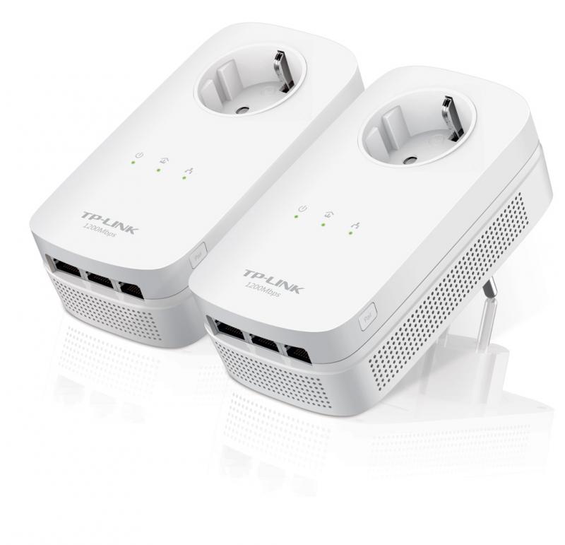 TP-LINK AV1200 3-Port Gigabit Passthrough Powerline Starter Kit, 1200Mbps Powerline, TL-PA8030PKIT