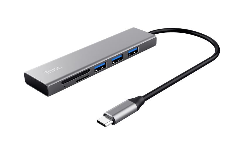 TRUST Hub USB Halyx, USB-C, 5 porturi, Gri, TR-24191