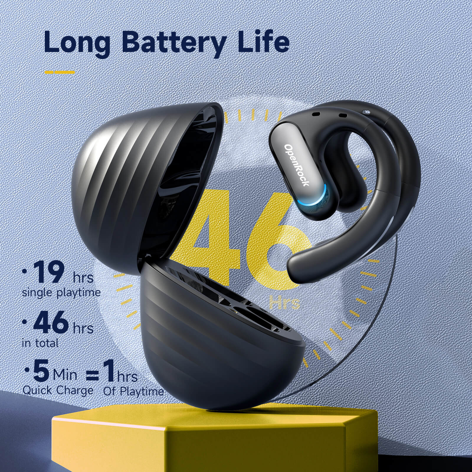 OneOdio Casca wireless, tip butoni - TWS, utilizare smartphone, conectare prin, OpenRock-Pro-Black - imagine 5