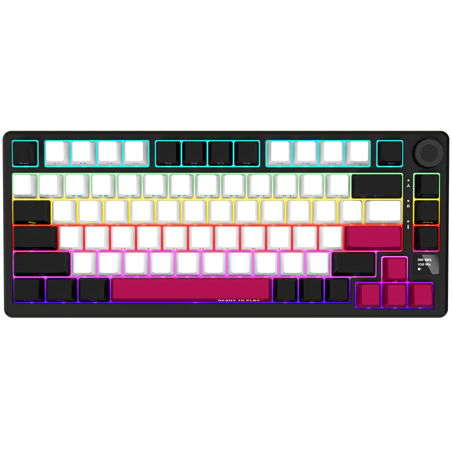 LORGAR KBP7075W, Wireless 75% Mechanical Gaming Keyboard Pro, Black/red, EN, LRG-KBP7075W-BK-US