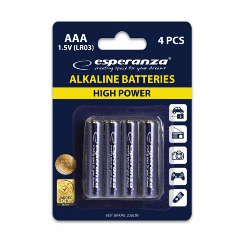 Esperanza Baterii Alcaline AAA 4 buc Blister, EZB102