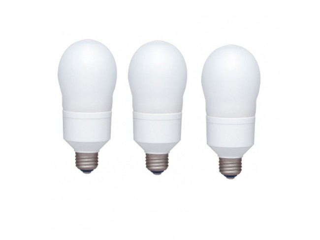 Panasonic SET 3 becuri fluorescent, soclu E27, putere 18W, forma oval, lumina alb rece, EFA18E65HD-3