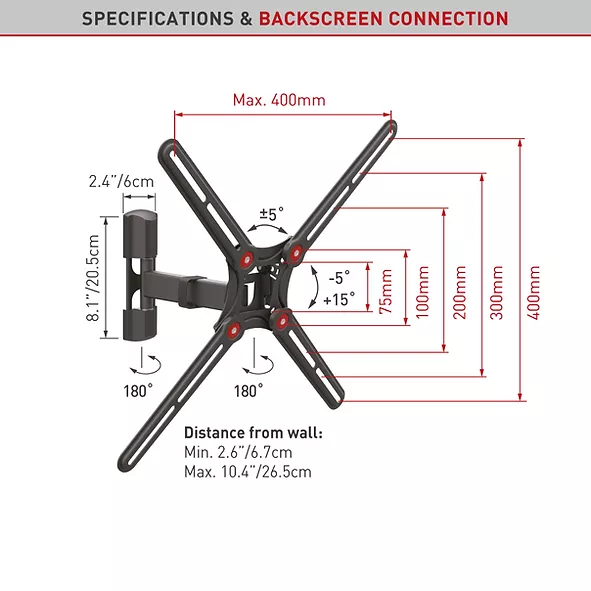 Barkan TV Wall Mount Full Motion 13"-65", BM331 - imagine 2