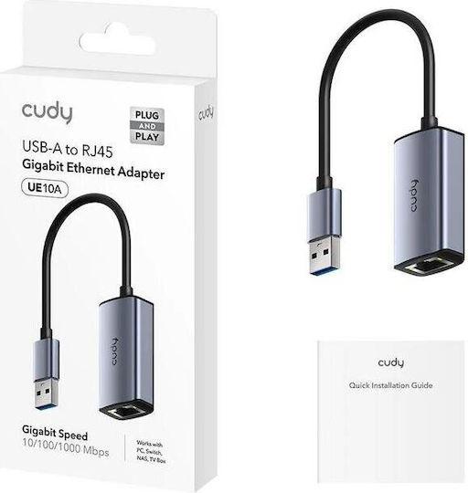 CUDY Hub USB USB-A, 1 porturi, RJ-45, Argintiu, UE10A