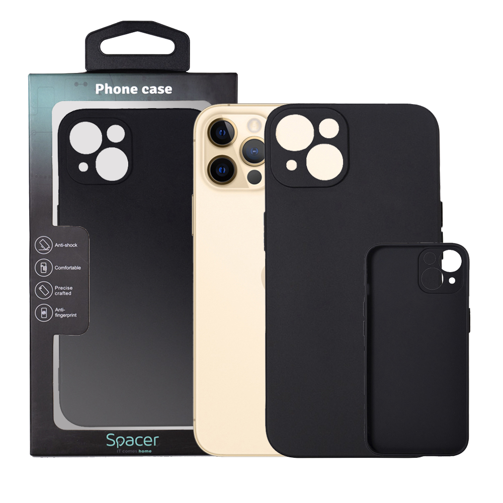SPACER Husa Iphone 13, grosime 1.5mm, material flexibil TPU, negru, SPPC-AP-IP13-TPU
