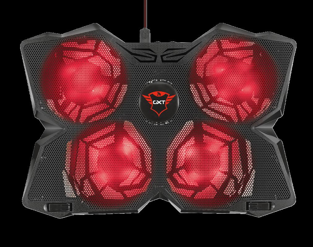 Trust STAND "GXT Yozu" notebook 17.3", sita metal, 4 x fan 12cm, LED rosu, negru, TR-20817 - imagine 4
