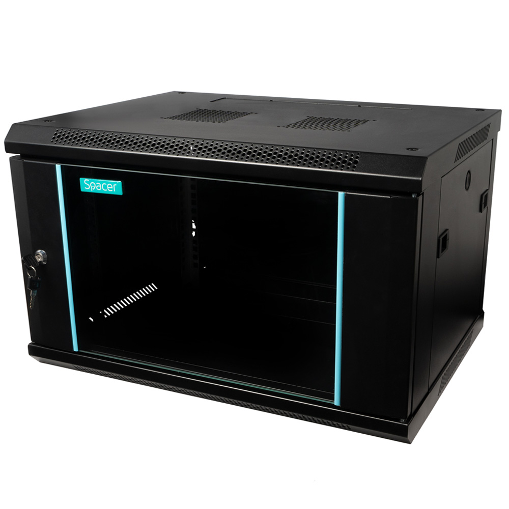 SPACER CABINET 19 6U 600x450mm, fixare pe perete, Flatpack (dezasamblat), Black, SPCW-6U-450-BK-03