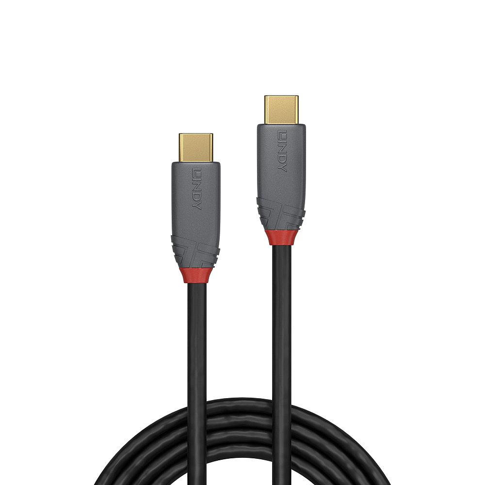 LINDY Cablu 1.5m USB 3.2 Type C to C Cable, 20Gbps, 5A, PD, Anthra Line, LY-36902