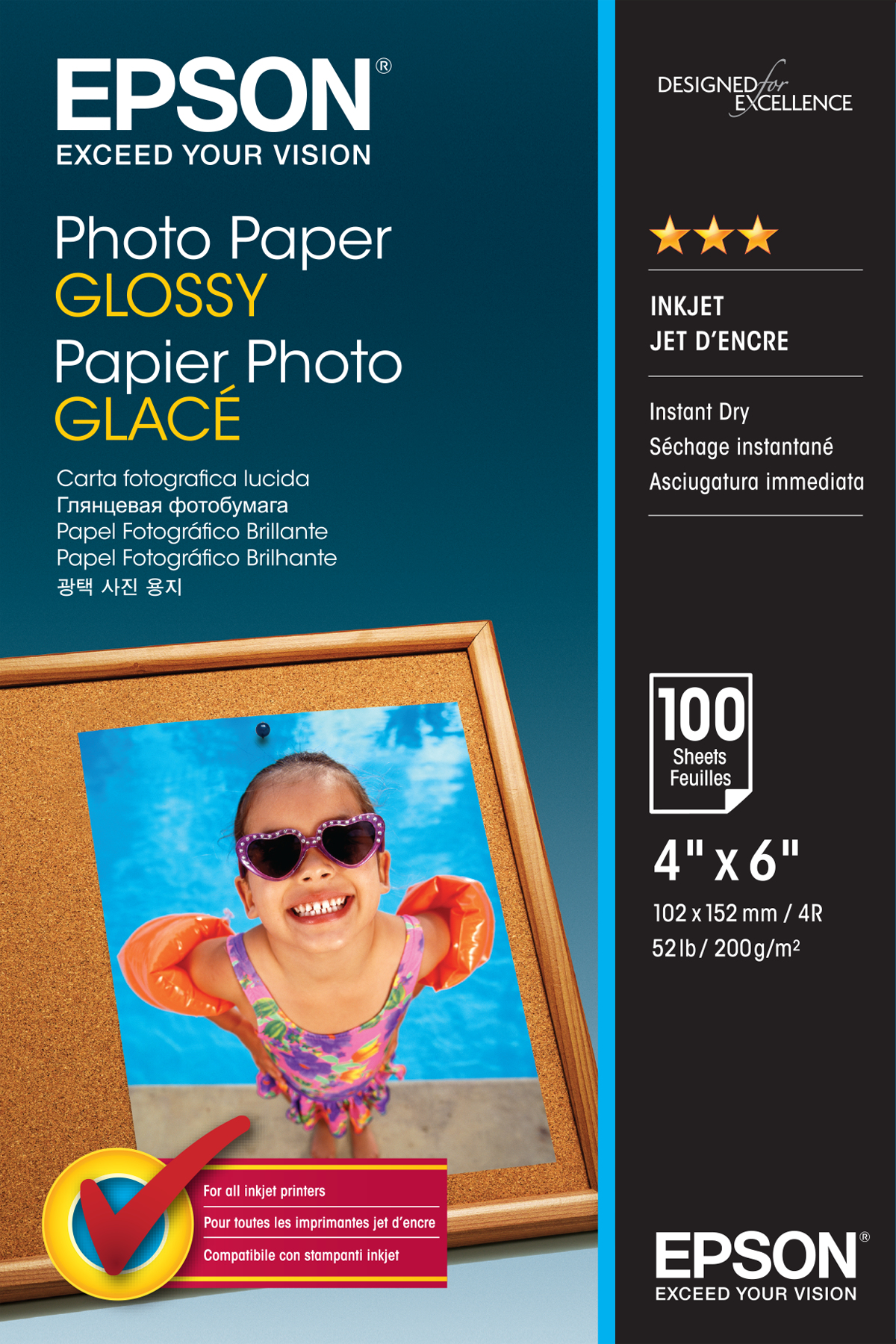 Epson Glossy photo paper Originala, S042548, pack 100 coli, 10x15cm, C13S042548