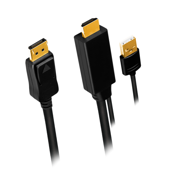Logilink CABLU video, HDMI (T) 1.4 + USB (T) la DisplayPort (T) 1.2, 2m, conectori auriti, CH0091 - imagine 2