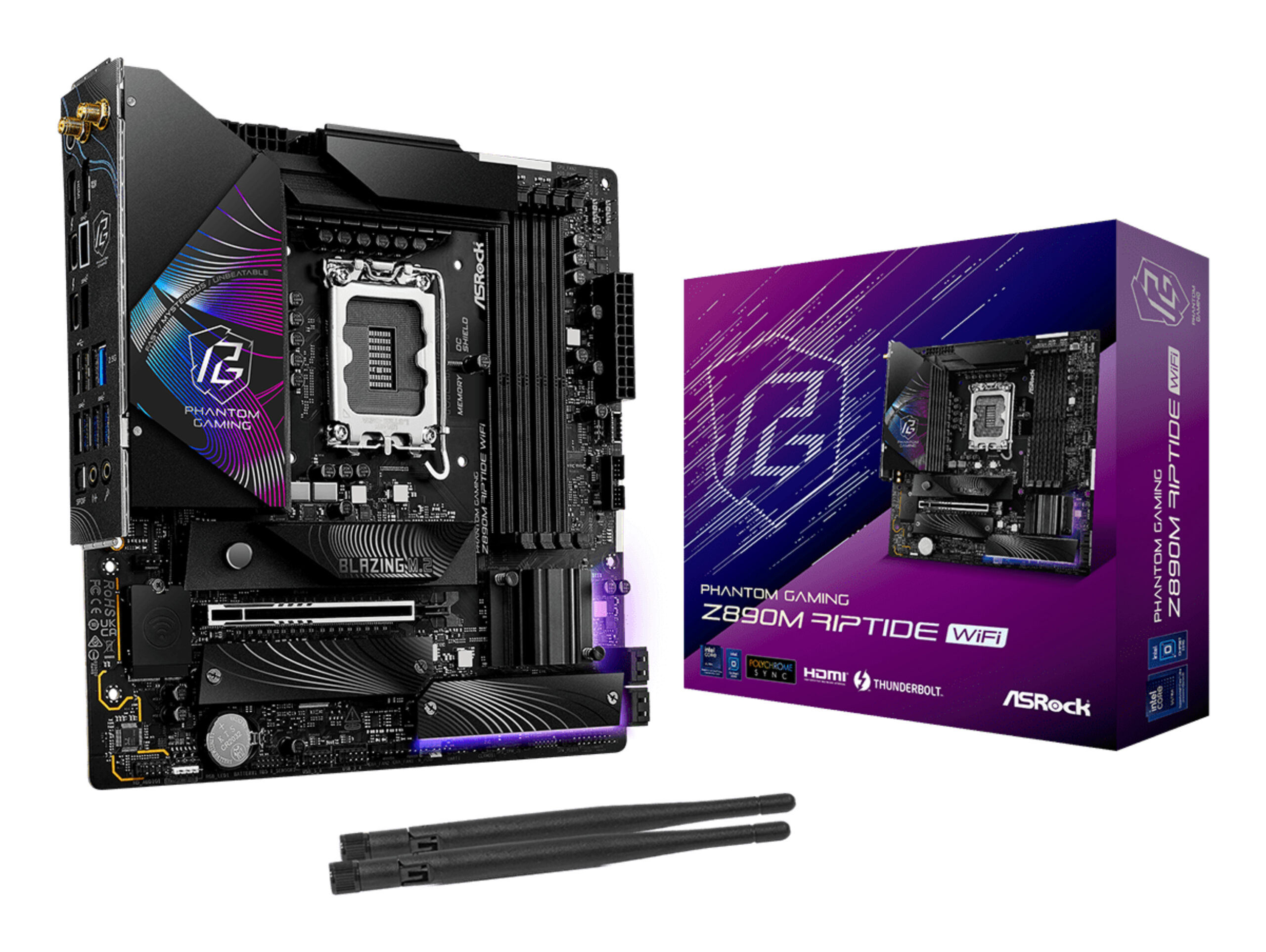 Asrock Placa de baza Z890M RIPTIDE WiFi Mainboard, Sockel LGA 1851, Intel Z890, 90-MXBPK0-A0UAYZ