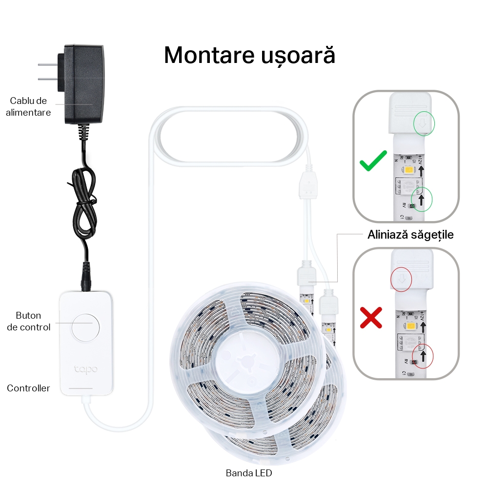 Tp-Link BANDA LED Multicolora cu zone de culoare si LED-uri albe, Wi-Fi 2.4 Ghz, Tapo L930-5 - imagine 3