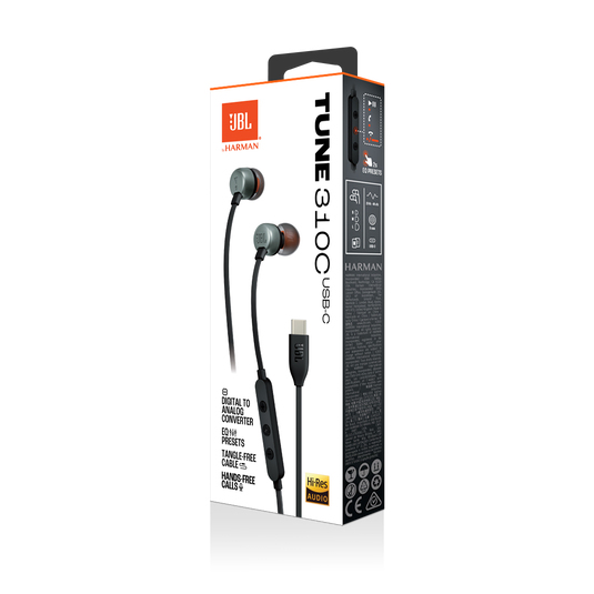 JBL Casti In-Ear cu fir Tune 310C Pure Bass Hi-Res USB-C Negru, JBLT310CBLK - imagine 8