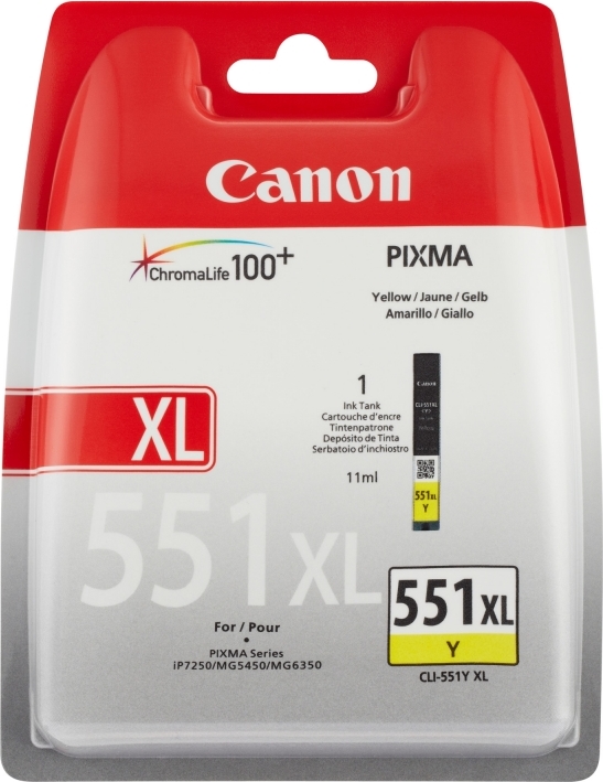 Canon Cartus Cerneala Original Yellow, CLI-551XLY pentru Pixma, BS6446B001AA