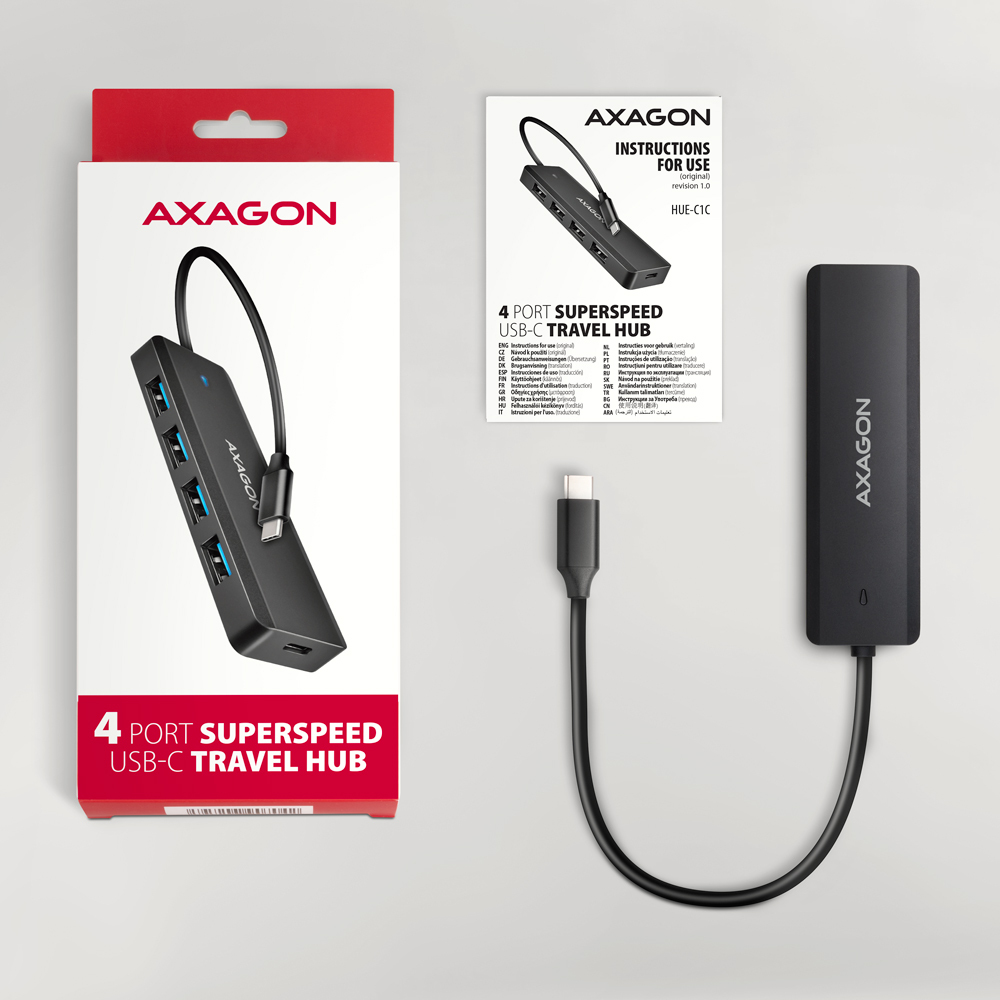 OEM Hub USB AXAGON USB-C 5Gbps TRAVEL, HUE-C1C - imagine 6