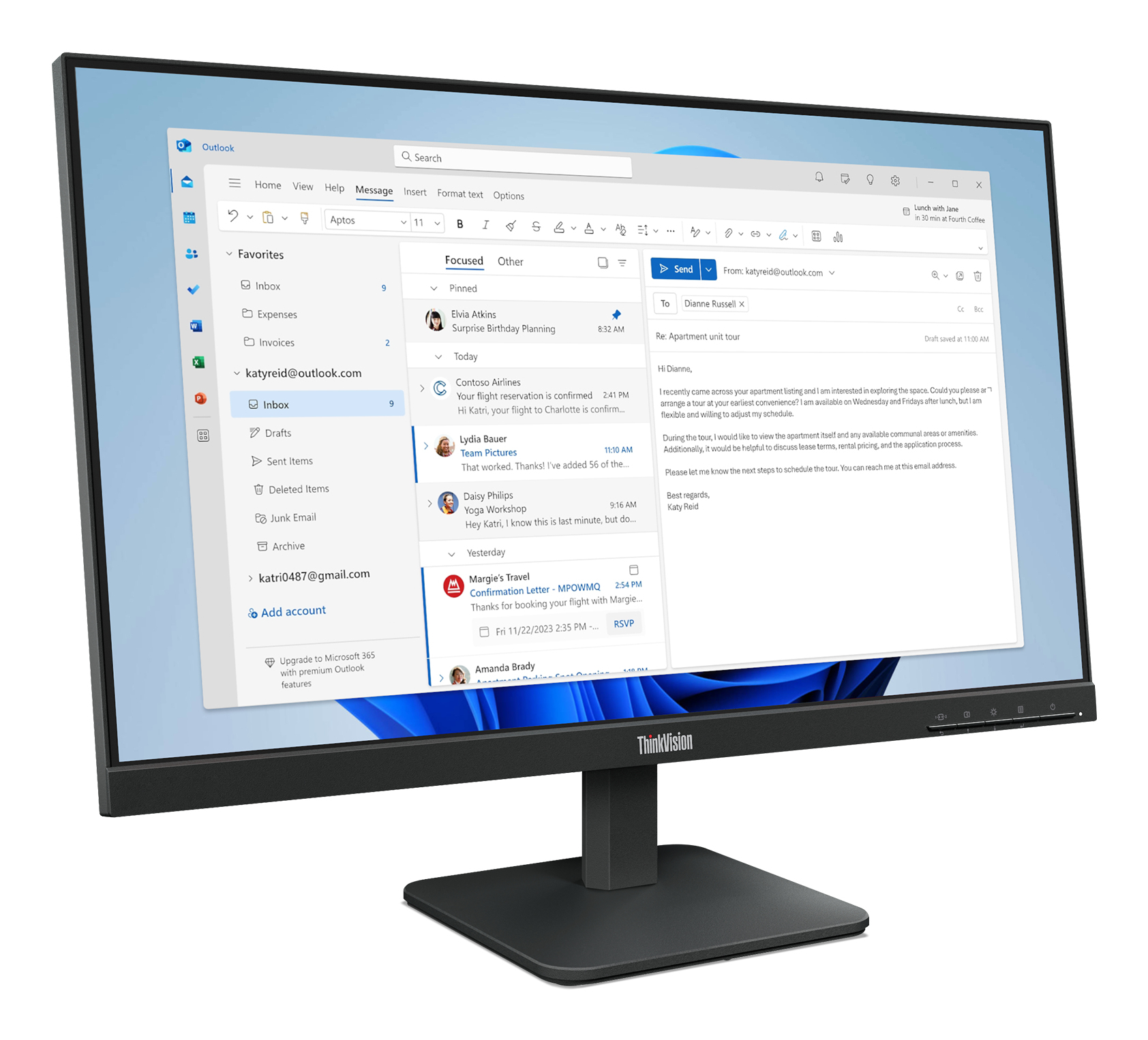 Lenovo ThinkVision S24-4e 24 inch Monitor, 64B5KAT1EU - imagine 3