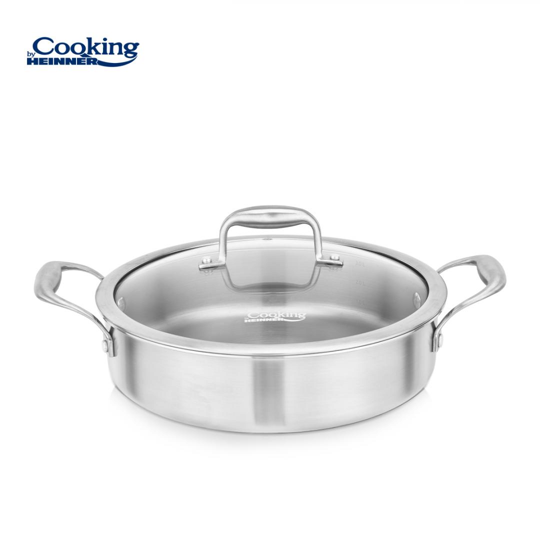 HEINNER CRATITA INOX+CAPAC STICLA 26X7CM, 3.5L, ATOMIC3, COOKING BY, HR-MRK-3A26