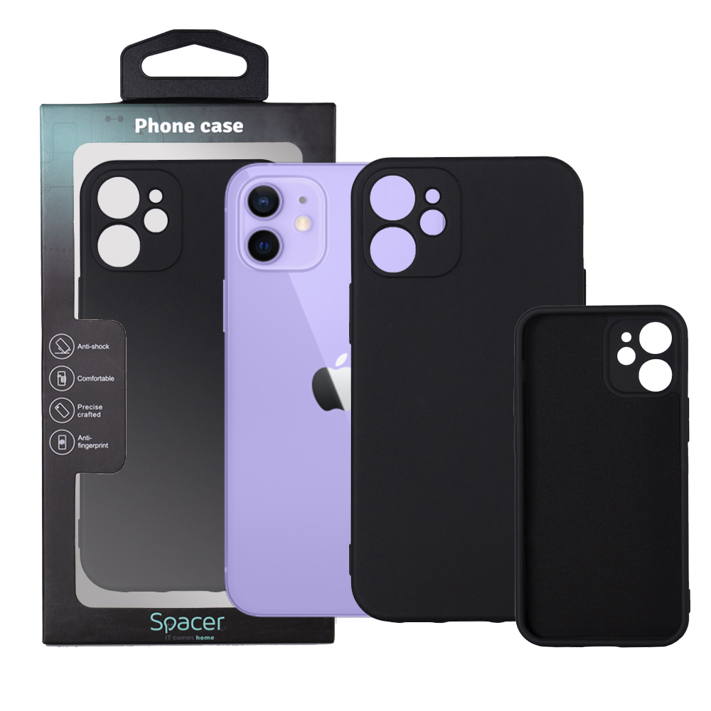 SPACER Husa Iphone 12 Mini, grosime 2mm, material flexibil silicon + interior cu, SPPC-AP-IP12M-SLK