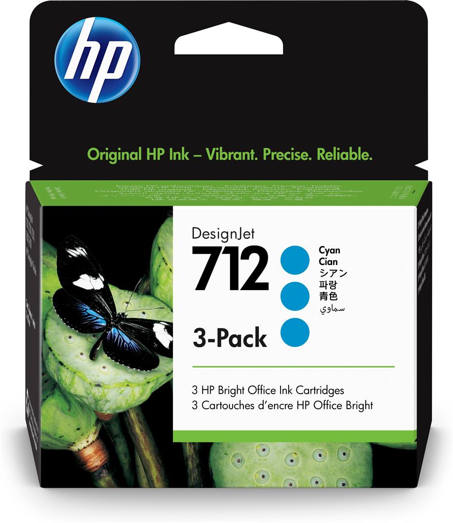 HP Tri-Pack Original Cyan, nr.712 pentru DesignJet Studio 24|Studio 36|T230|T250|T630|T650, 3ED77A