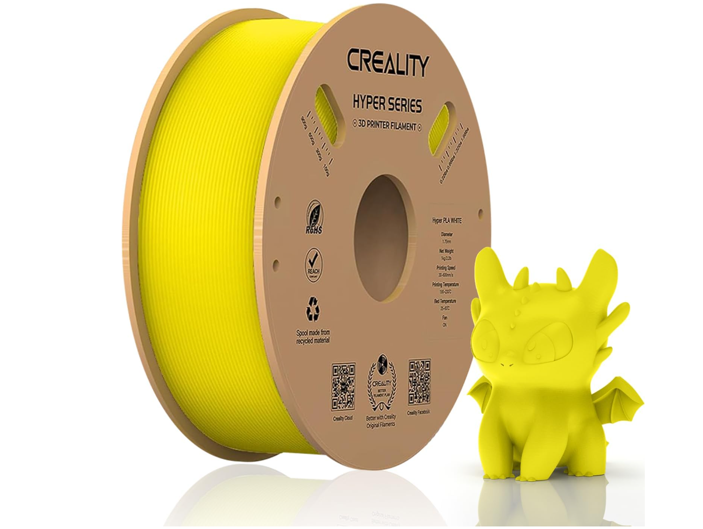 CREALITY HYPER PLA 3D Printer Filament, HYPER-PLA YELLOW