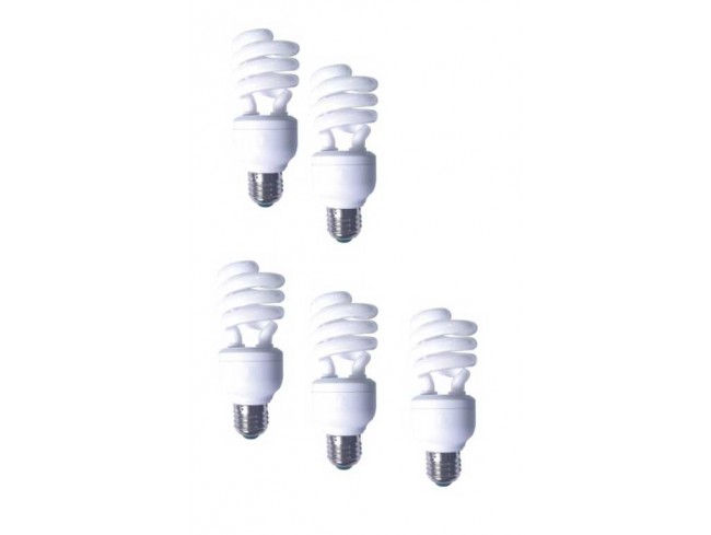 Panasonic SET 5 becuri fluorescent, soclu E27, putere 19W, forma spirala, lumina alb, EFD19E27HD3E-5