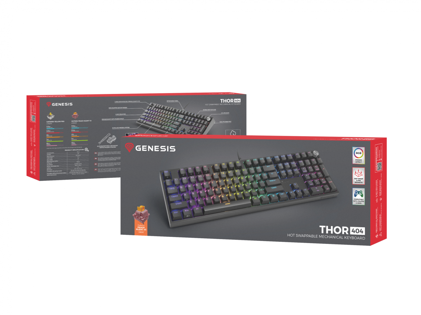GENESIS Tastatura Mecanica Gaming Thor 404, RGB, USB, negru, NKG-2298 - imagine 7