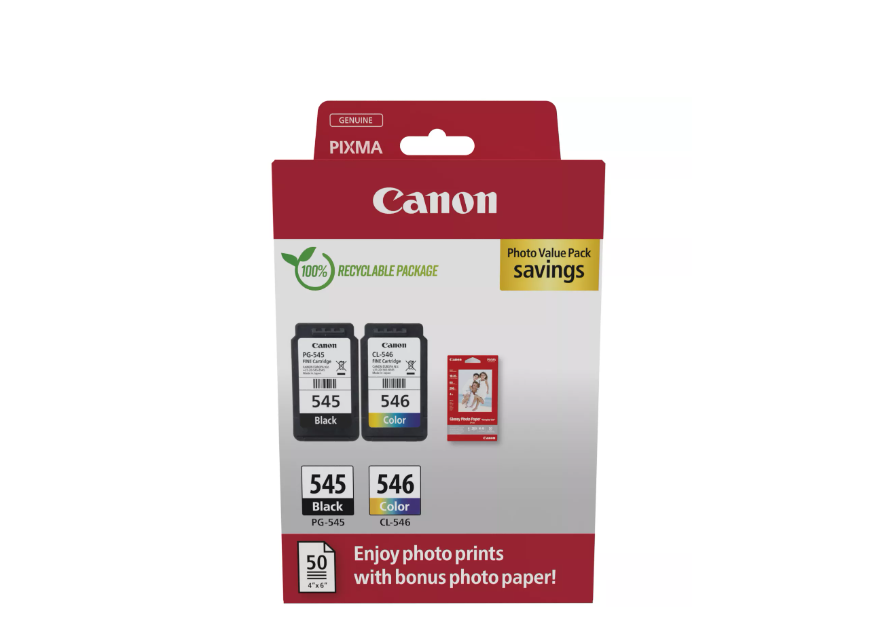 Canon Combo-Pack Original Black/Color, PG-545/CL-546 Value Pack pentru Pixma, 8287B008AA