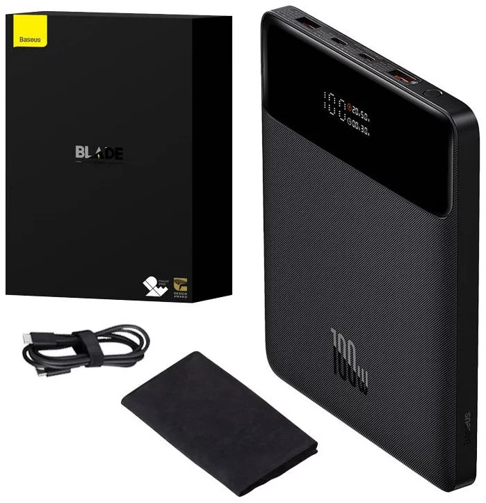 Baseus POWER BANK Blade, 20000mAh, PD 100W, ultra thin, 2 x USB; 2 x USB Type-C, display, PPBL000201 - imagine 5