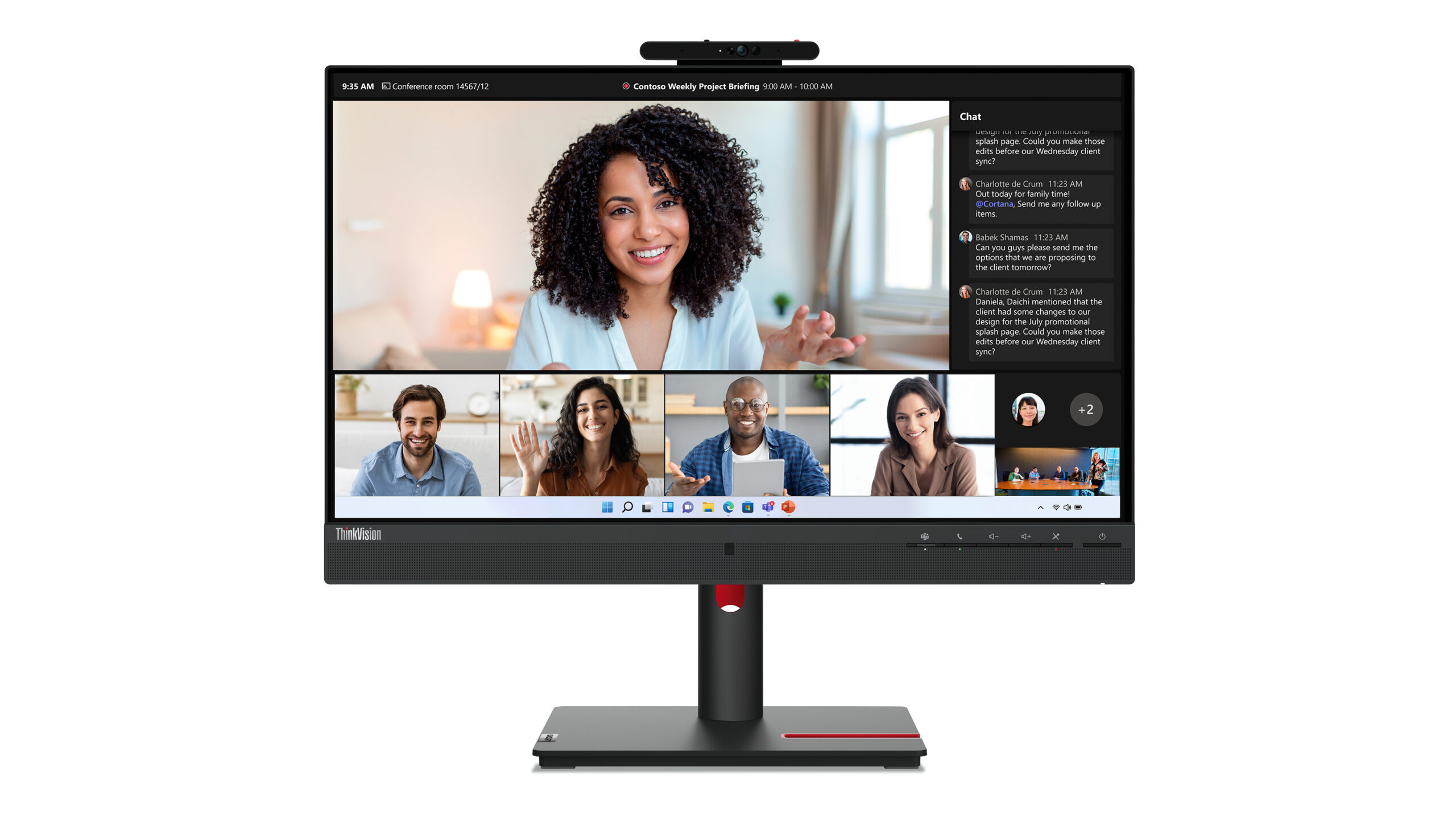Lenovo T24mv-30 23.8" FHD VoIP USB-C Monitor, 63D7UAR3EU
