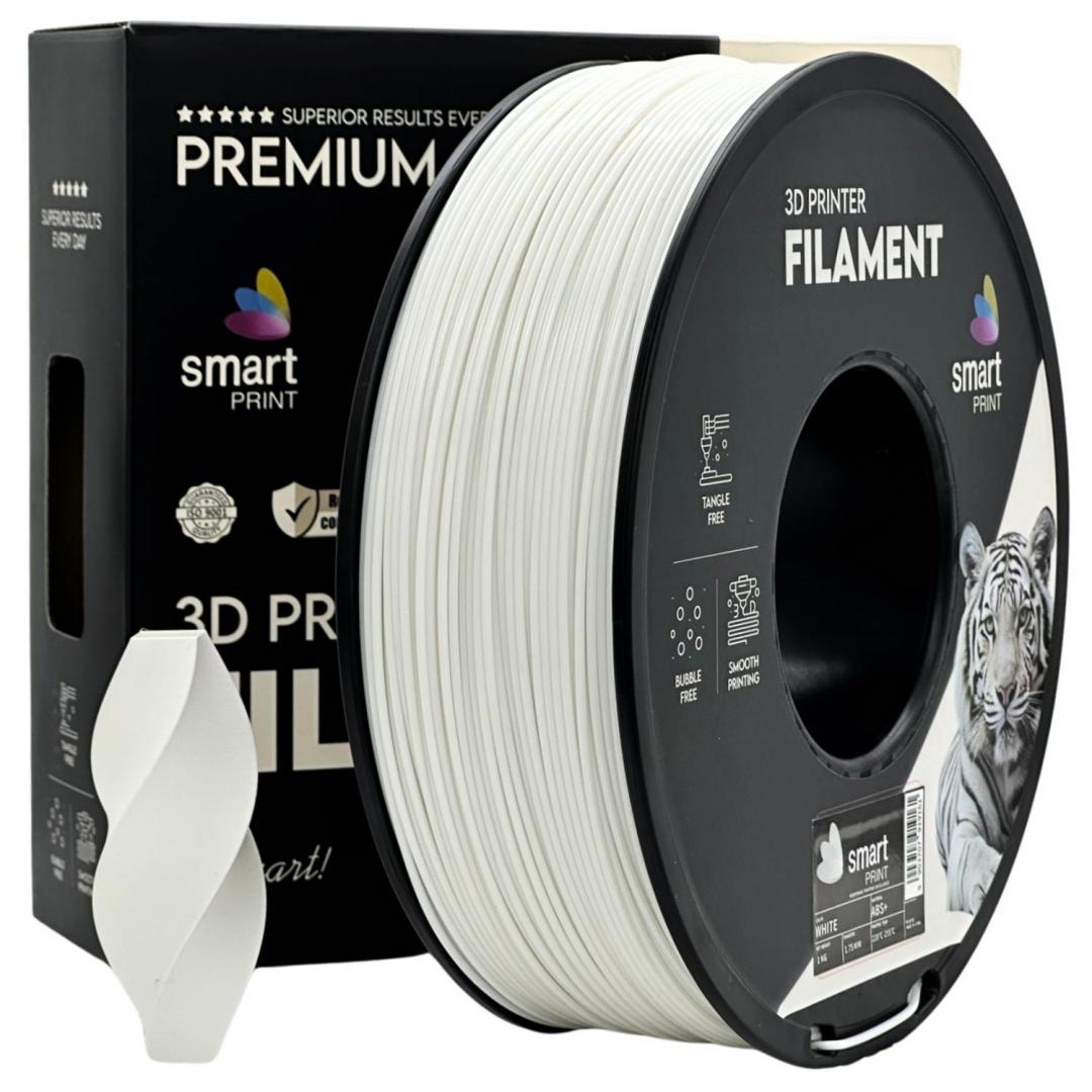 SMART PRINT Filament 3D, Diamentru 1.75mm, Greutate: 1KG, Culoare: Alb, Material: ABS+, ABS+ WHITE