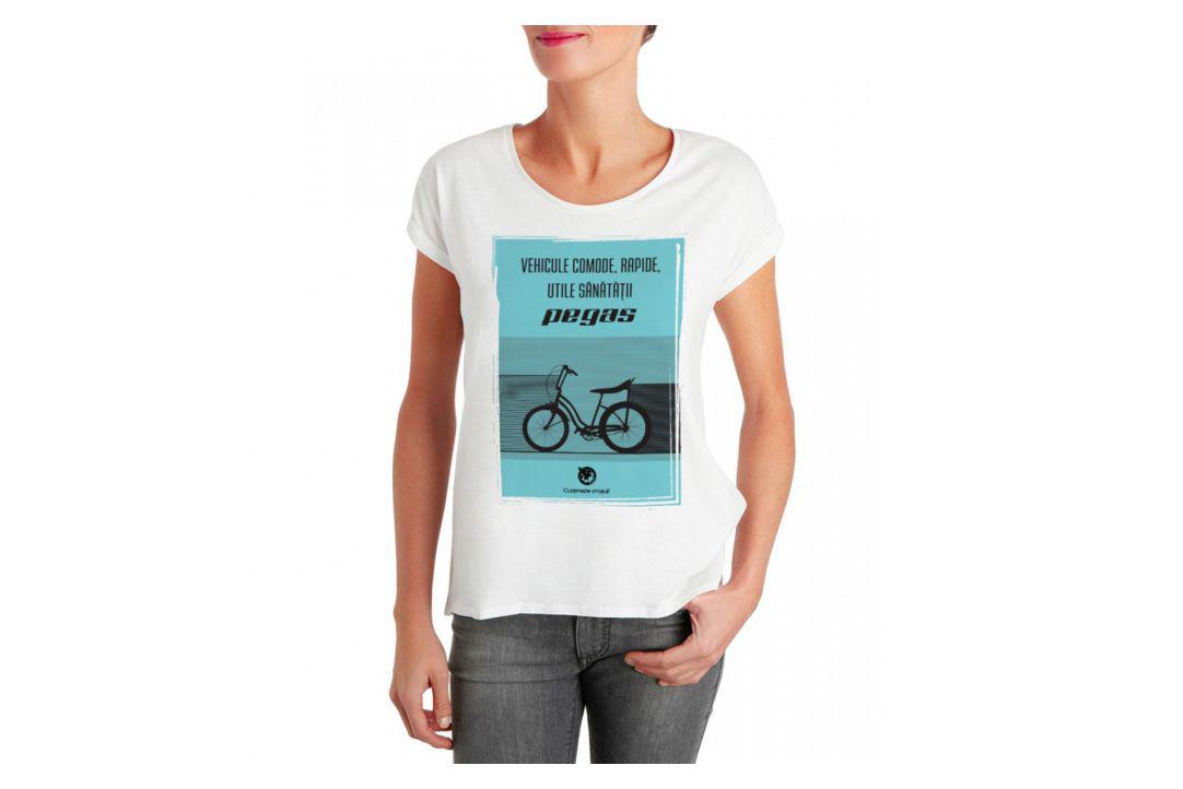 PEGAS Tricou femei, model vehicule comode, rapide, utile sanatatii, marime L, culoare, TPMKT-F-L-GRN