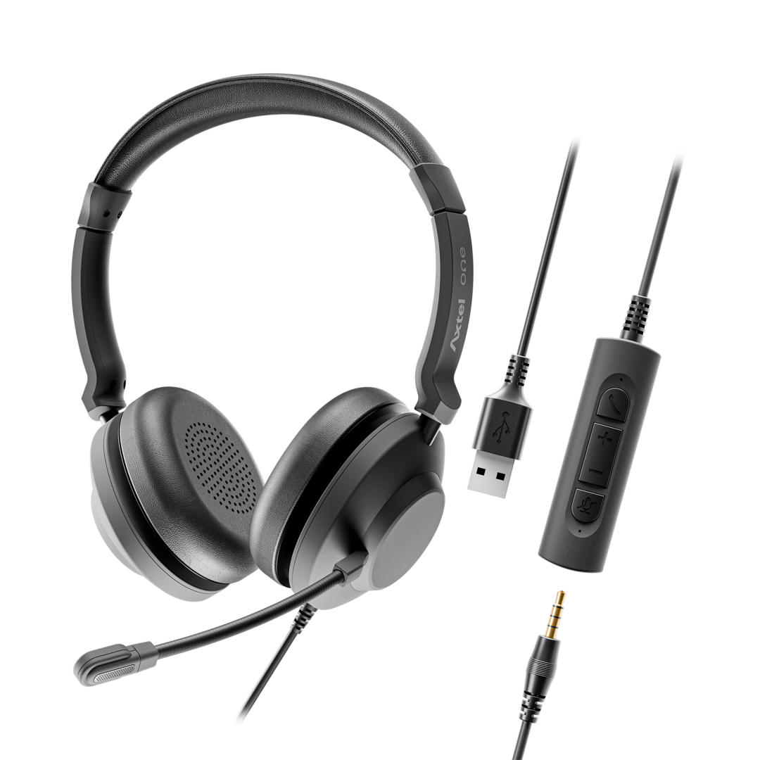 AXTEL Casti Head-band One UC35, Wired, noise-canceling, Negru, AXH-ONEUCD-35