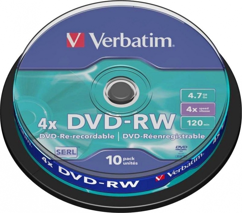 Verbatim DVD-RW 4.7GB, 120min, viteza 4x, 10 buc, Single Layer, spindle, "Matt Silver", 43552