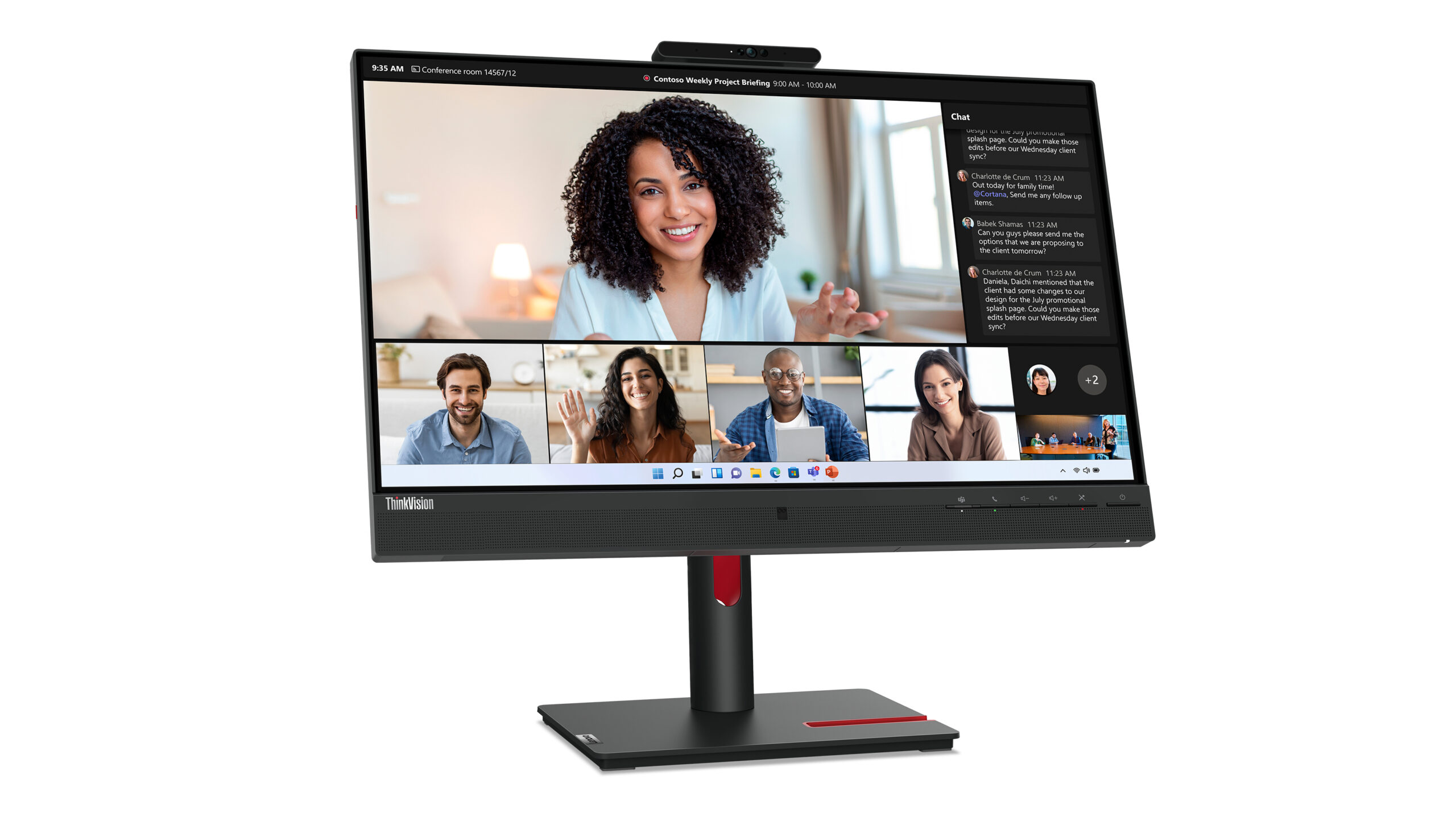 Lenovo T24mv-30 23.8" FHD VoIP USB-C Monitor, 63D7UAR3EU - imagine 5