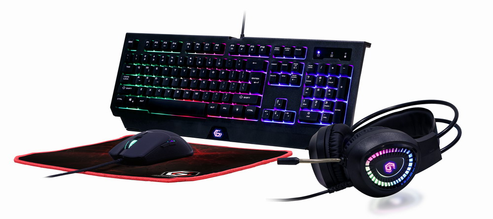 Gembird KIT 4-in-1, gaming, cu fir, tastatura 104 taste + mouse 1600dpi 6 butoane +, GGS-UMGL4-01