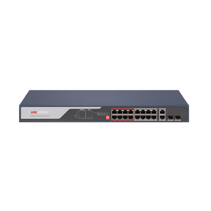 HIKVISION 16 Port Fast Ethernet Unmanaged POE Switch Intelligent PoE management. Up, DS-3E0318P-E(C)
