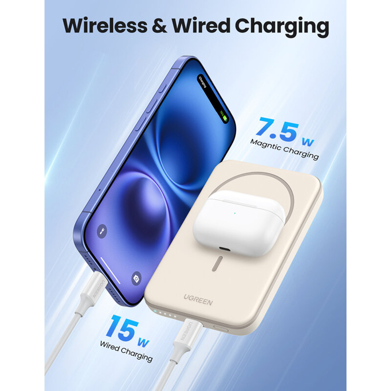 UGreen POWER BANK PB560, 5000mAh, 15W, prindere magnetica Iphone 12 and later, 1 x USB Type-C, 25207 - imagine 7
