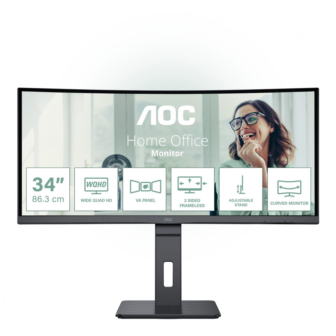 AOC Monitor Gaming, 34", 3440 x 1440 pixeli, Black, CU34P3CV