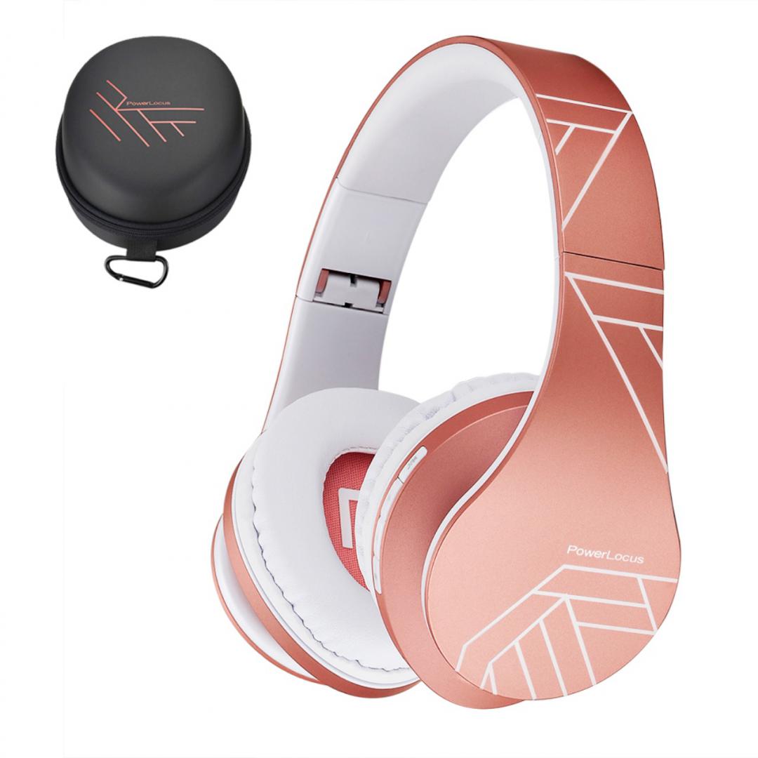 POWERLOCUS Casti Over-ear P2, Wireless, Roz, PWL-P2-ROSEGOLD