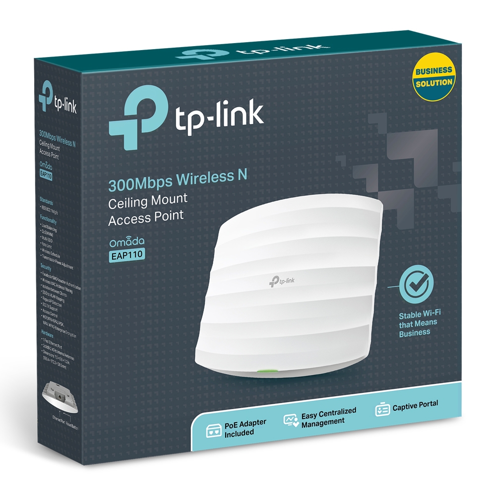 Tp-Link ACCESS POINT wireless 300Mbps, port 10/100Mbps, 2 antene interne, pasiv PoE, montare, EAP110 - imagine 5