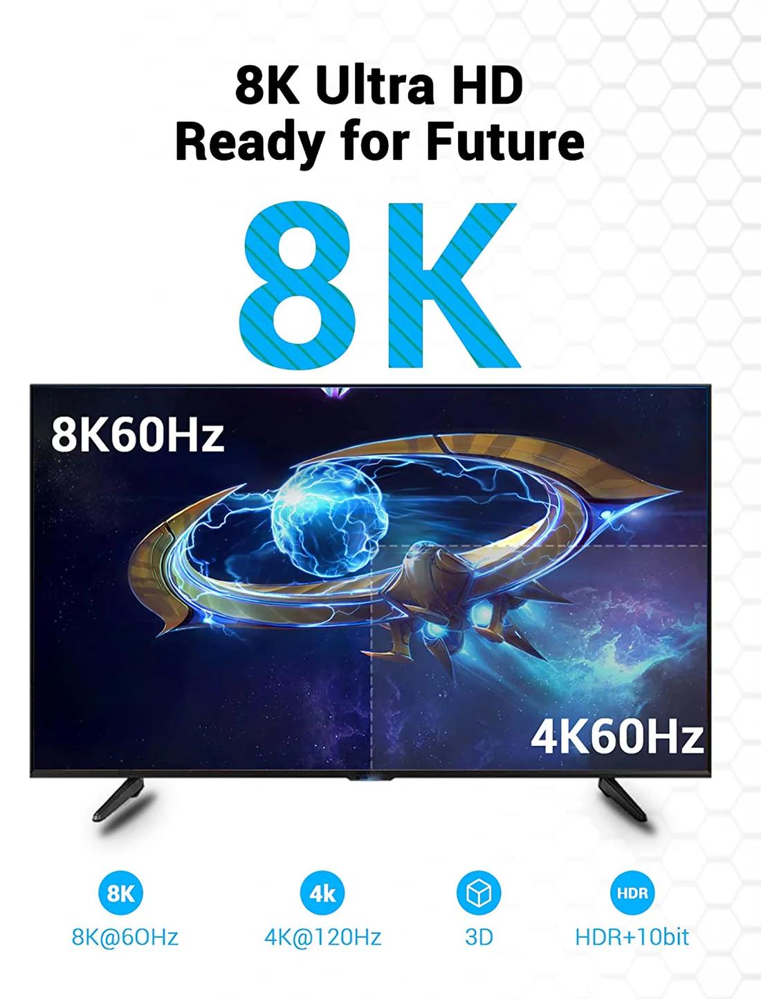 Vention Cablu video, HDMI (T) la HDMI (T), 1m, rezolutie 8K la 60Hz, conectori auriti, negru, AANBF - imagine 6