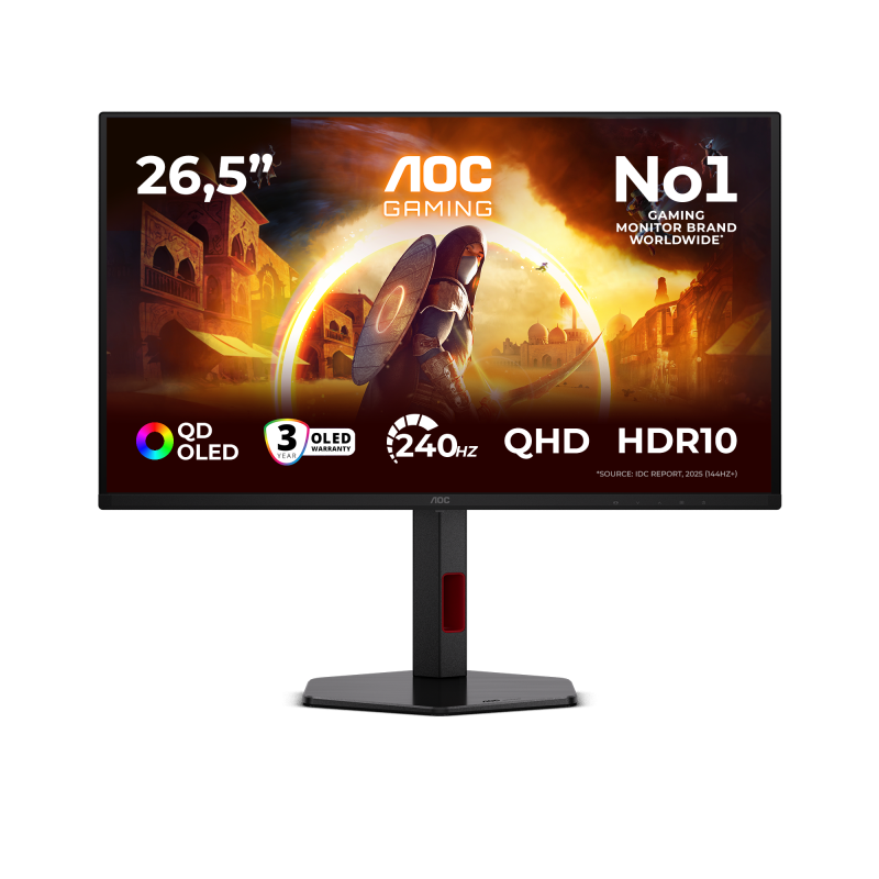 AOC Monitor Gaming, 26.5", 2560 x 1440 pixeli, Black, Red, Q27G4ZDR